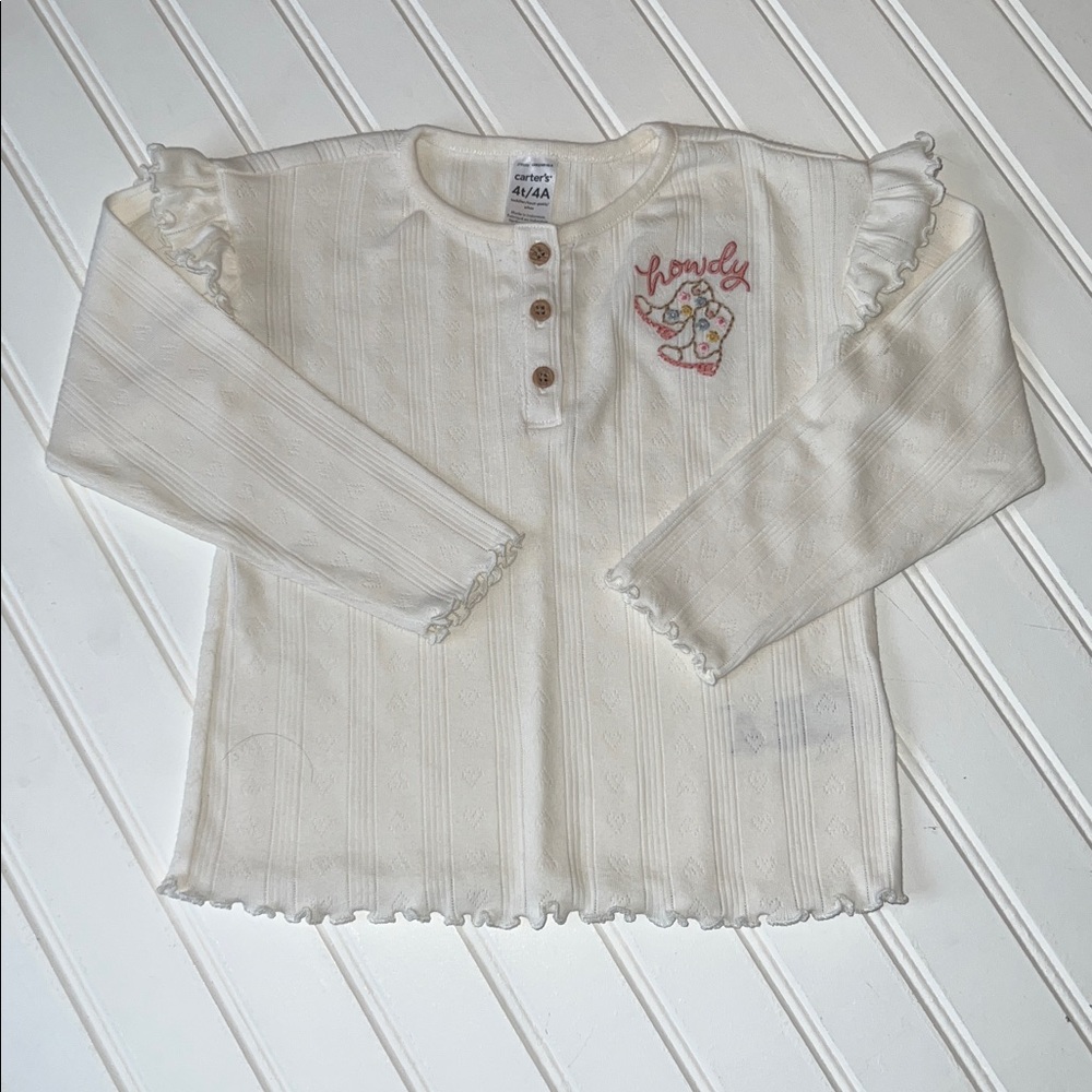 Howdy girls ruffle long sleeve shirt